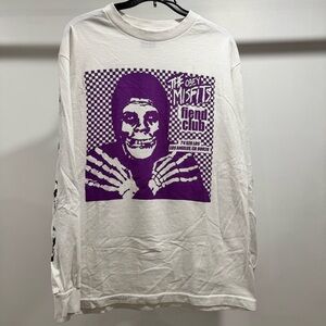 Rare Obey x Misfits Fiend Club Long Sleeve Shirt Size Medium White Color